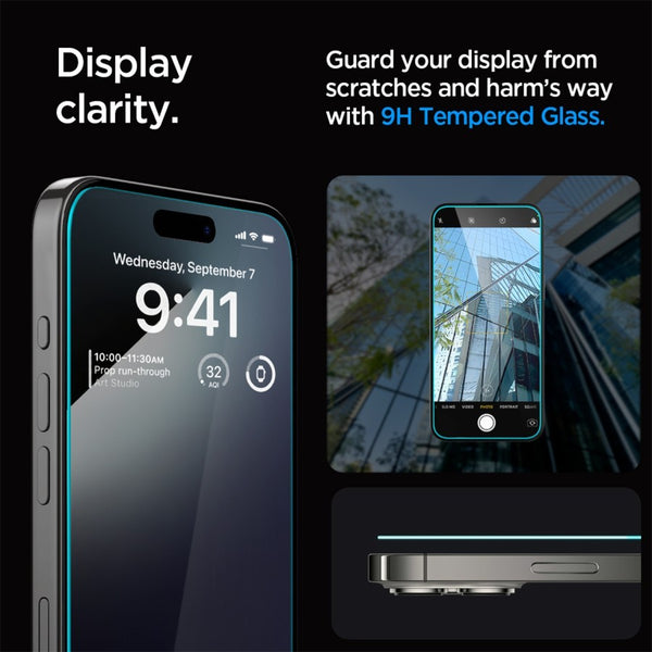 Spigen GLAS.tR EZ Fit | Sensor Protected Tempered Glass iPhone 15 Pro (2 pack)