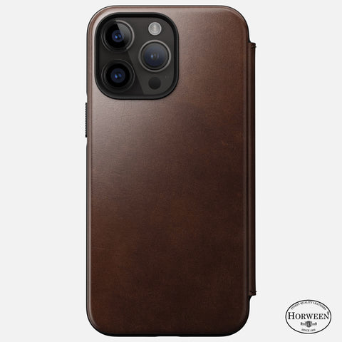 Nomad Modern Horween Leather Folio Case iPhone 14 Pro