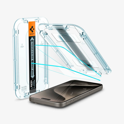 Spigen GLAS.tR EZ Fit | Sensor Protected Tempered Glass iPhone 15 Pro Max (2 pack)