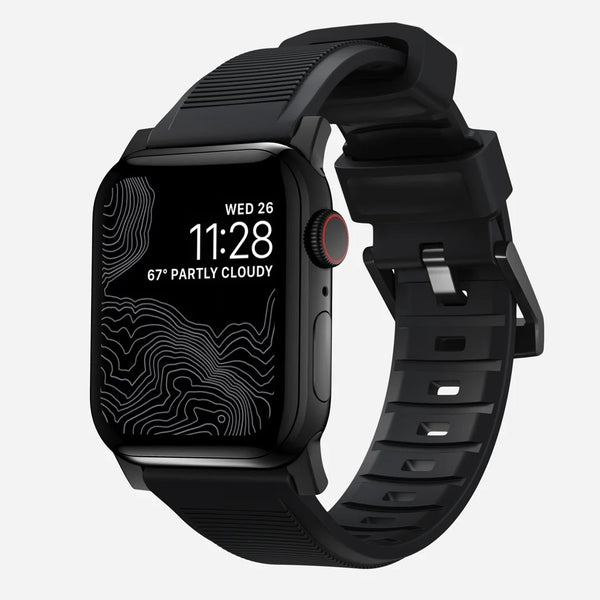 NOMAD Rugged Rubber Strap Black Hardware Apple Watch 49/45/44/42mm